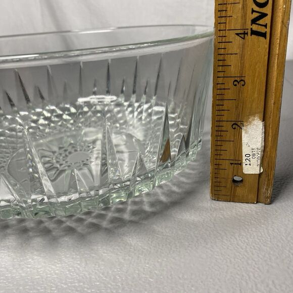 Vintage ARCROC USA Starburst Diamant Diamond Clear Glass Salad Serving Bowl – 9” - Picture 7 of 10